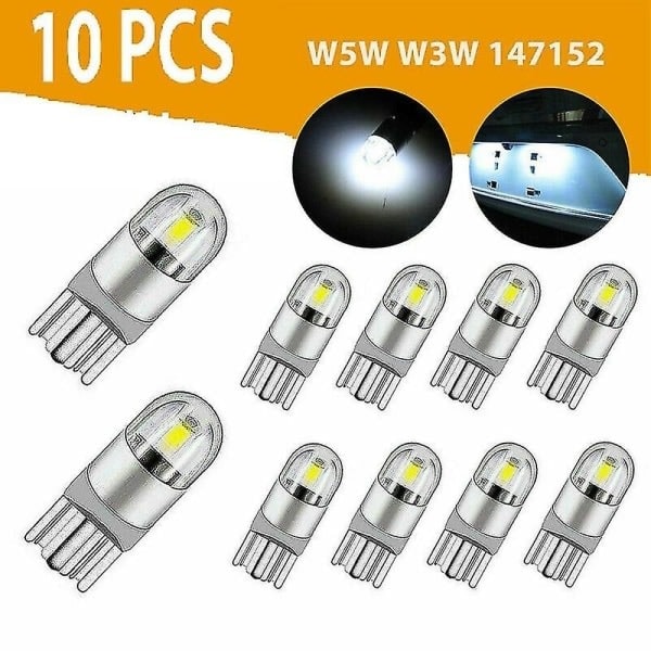 10 stk 6000k Canbus T10 168 194 W5w Kupol Nummerplade Sidemarkering LED Pære Hvid