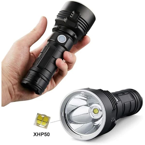 Super Bright LED Flashlight 5000 Lumen, USB Rechargeable Torch Light for Home, Hiking, Emergencies