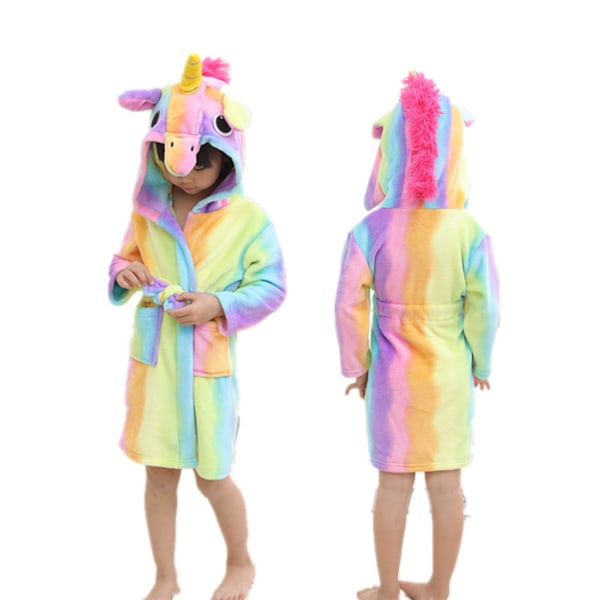 Barnmorgonrock Flanellrock Långärmad Förälder Barnkläder Sovkläder Söta tecknade djurmönster Rainbow Pegasus 55.12in