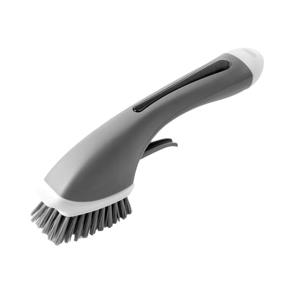 Automatic Dish Brush with Long Handle, Soap Dispenser, Sponge, Grey