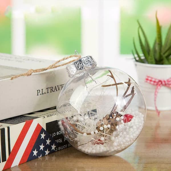 10 st Runda Transparenta Plastkulor Julgranspynt silver silver 10PCS