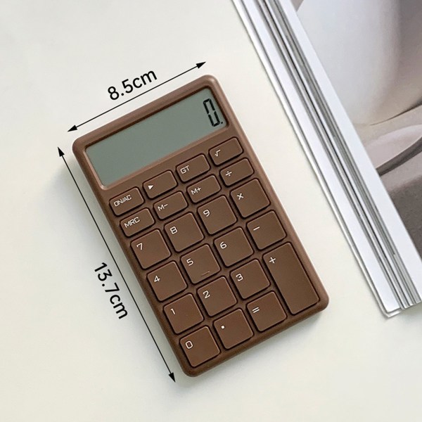 Minikalkulator Stillegående LCD-skjerm Forhindrer skli Bærbar liten kalkulator for kontorbutikkhjem Brun