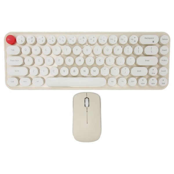 Trådløse tastaturer musekombinationer 68 taster 2.4GHz Retro skrivemaskine tastatur Optisk mus til bærbar Beige