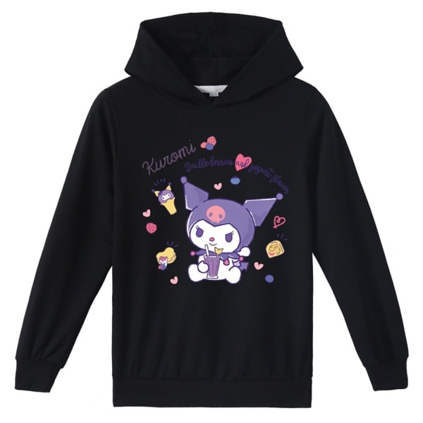 Barn Kuromi Tryckt Casual Långärmad Hoodie Huvtröja Toppar Present Svart 130cm