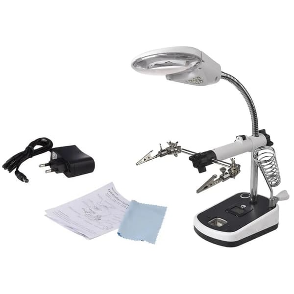 Juotosasema Suurennuslasilla & LED—pa