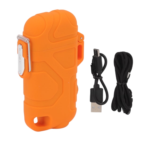 Double Arc Plasma Lighter Tuulenpitävä Vedenpitävä Liekitön USB Sähkösytytin 3 Vaihteella Säädettävä Taskulamppu Oranssi
