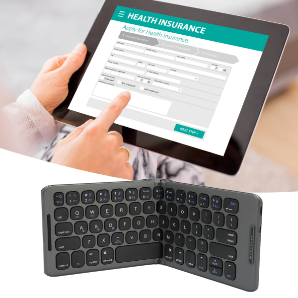 Foldbart Bluetooth-tastatur Support til flere enheder 65 taster Type C-grænseflade Trådløs lomme Bluetooth-tastatur til pc-tablets
