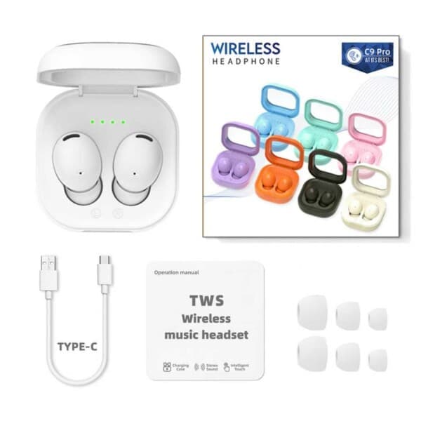 C9 Pro Trådløse Bluetooth Hovedtelefoner TWS 5.3 Hvid—pa