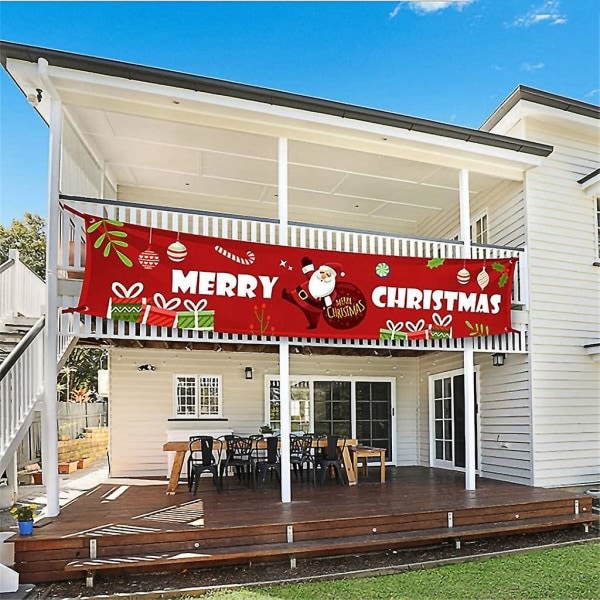 Merry Christmas Banner Stor Xmas veranda skylt Bannere Affisch Inomhus udendørs Holiday Party hängande dekorationer