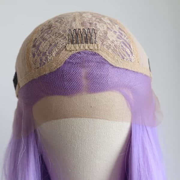 Lilla glat hår til kvinder - Cosplay paryk med langt hår