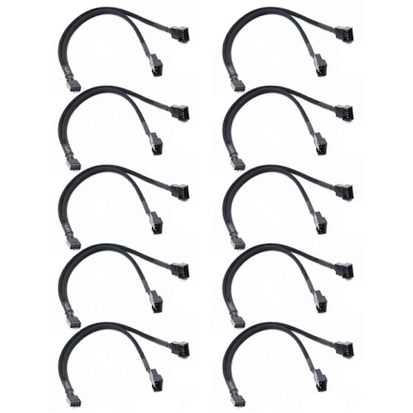 10X 1 till 2-vägs Flätad Kabel Y-Splitter 3/4 Pin PWM Hane Kontakt Fläkt Dator PC Fläkt Förlängning Ad.pa