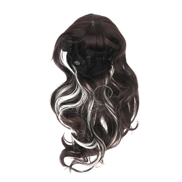 Kvinder lang krøllet paryk sort grå farve åndbart net Bær fast hår bølgede parykker med pandehår