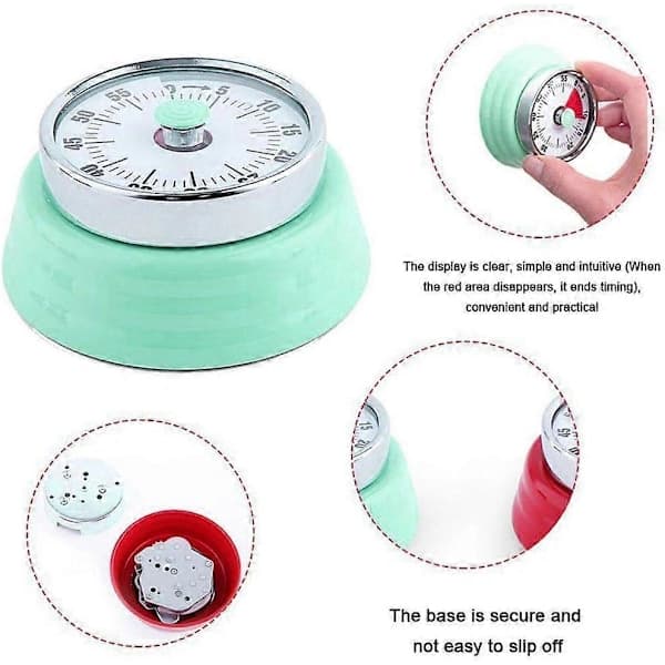 Kjøkkentimer Mekanisk Retro Nedtellingstimer for Matlaging, Baking, Spill (Grønn)