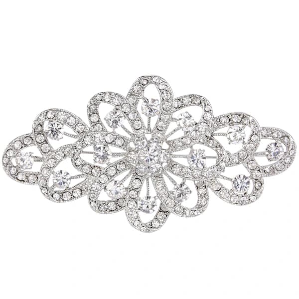 4 \" Brud Blomster Broche med Klare Krystaller