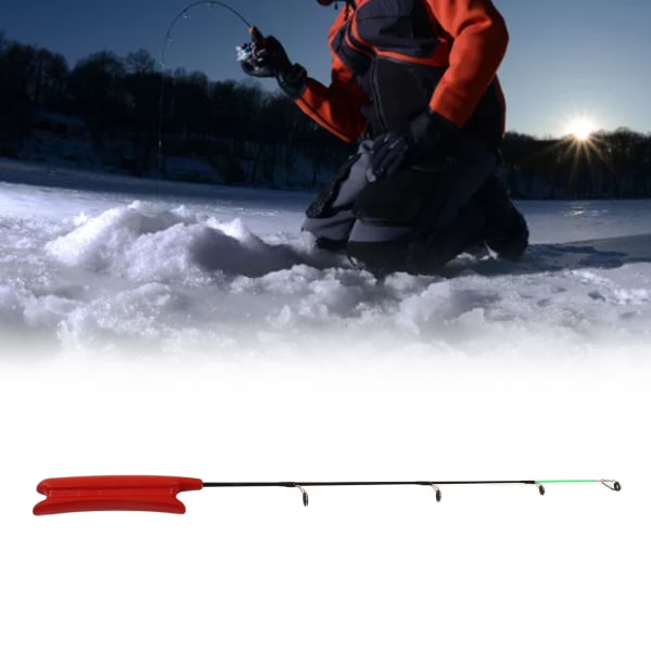 51 cm mini isfiskestang Bærbar vinterfiskestang i glasfiber med PU-håndtag