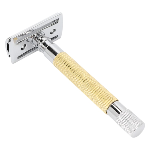 Retro manuel barberkniv Zinklegering Dobbeltsidet sikkerhedsskægbarberkniv (uden klinge) Guld