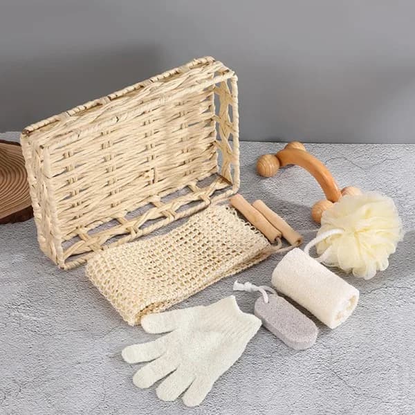 1 Set Spa Hjärtformad Presentförpackning Badhud Rengöring Kit Spa Present Vit 6 st