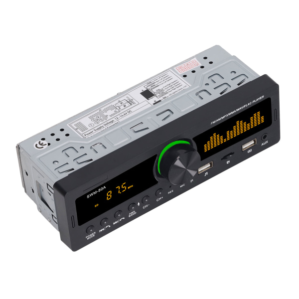 Bilstereo MP3-afspiller 12V Bluetooth 5.0 AUX-indgang FM AM-radio Sluk Hukommelsesfunktion Bilstereo med farverigt lys 80A