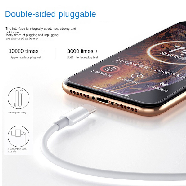 Ympäristöystävällinen 1 metrin TPE-jäljitelmä alkuperäisestä Apple-datakaapelista, nopea lataus, sopii iPhone-matkapuhelimen latauskaapeliin White 2m (boxed) Applicable to iPhone