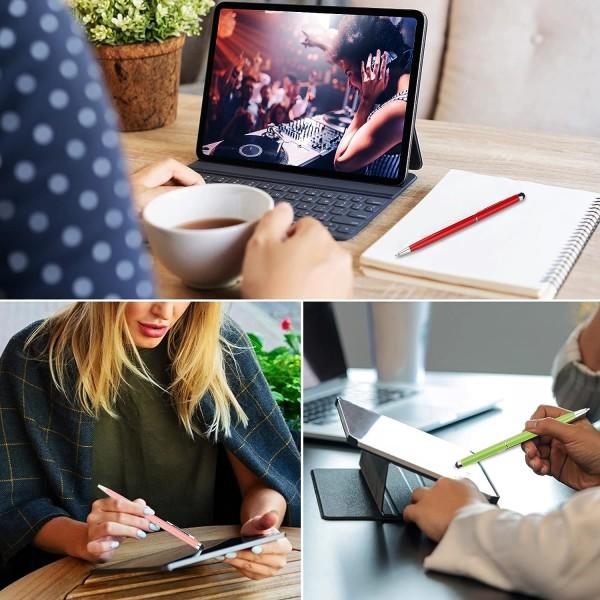 Styluspenne til touchscreens, tablet med sort blæk Kuglepen 2 i 1, kompatibel med iPad Pro Air mini iPhone Android Samsung, 10 farver