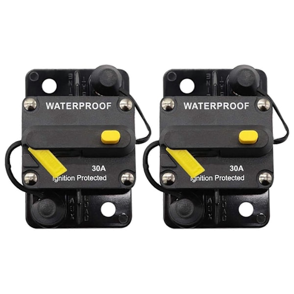 2X 30 Amp Sikring 12V-48V DC Manuell Reset for Trollingmotor Rv Marinebåt Kjøretøyer Syste.pa