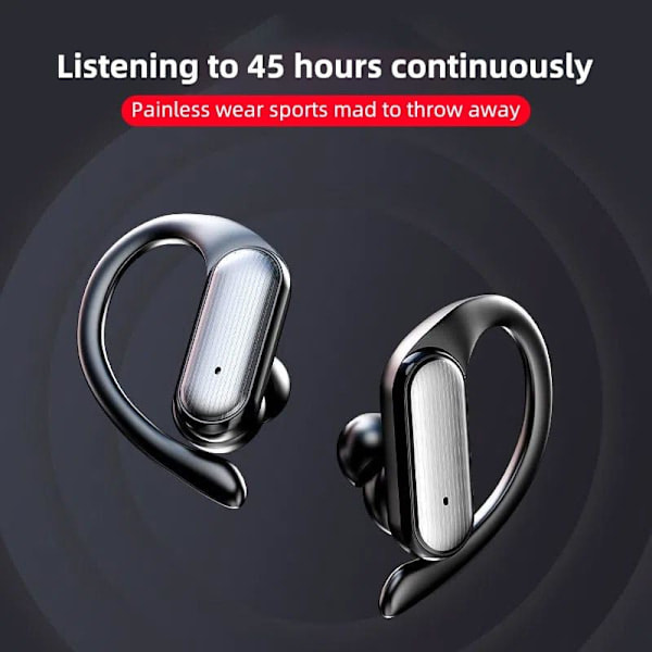 Langattomat, melua vaimentavat, ripustettavat 3D-surround-äänikuulokkeet, vedenpitävät Bluetooth-nappikuulokkeet avoimella muotoilulla pyöräilyyn ja juoksuun (Musta)