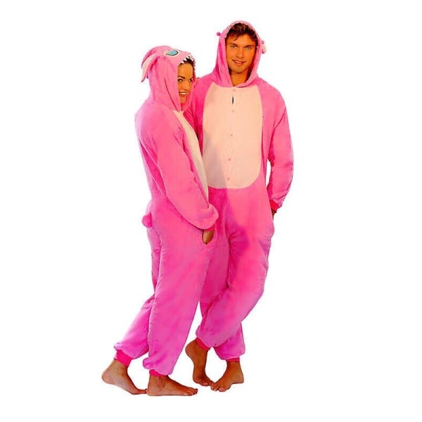 Stitch Sininen Pinkki Unisex Onesie Kigurumi Hääpuvut Puku Hupparit Pyjamat_f Stitch Pink L(170CM-180CM)