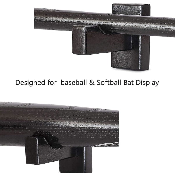 Basebollträ etui, vægmonteret solid håndbeklædt vandret position til baseball-softball-skærm