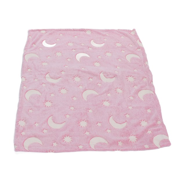 1,5 x 2 m lysende tæppe dobbeltsidet flannel Star Moon Design blød glød i mørke tæppe til børn Pink