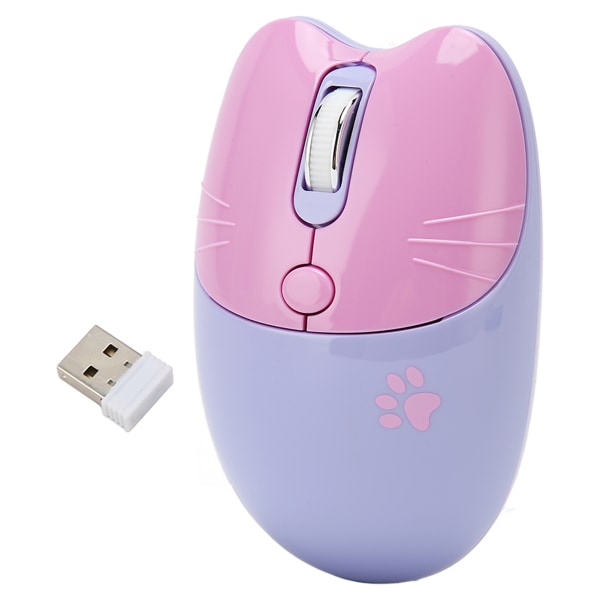 Trådløs mus BT5.1 eller 2,4 GHz Silent Click Justerbar DPI Auto Sleep Office Mouse for Girl Working Family School Cafe Lilla