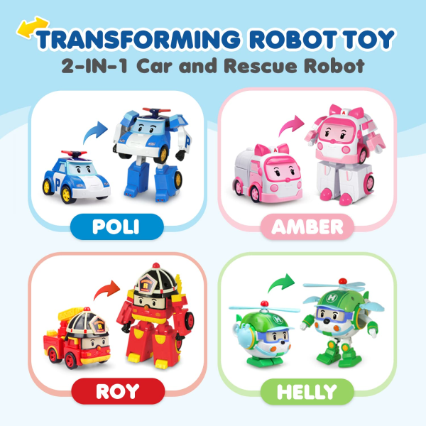 Robocar Poli Transforming Robot, 4" Transformerbar Action Toy Figur Fordon Semesterbil Leksaker Present grön