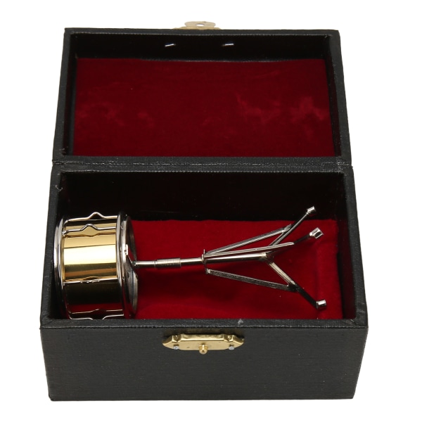 Miniatyr snaretrommemodell Dekorativ kobbermusikkinstrumentpynt for dukkehus Bokhylle skrivebord Gyldent