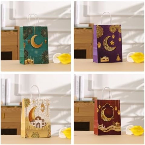 4 kpl Ramadan & Eid Paper-lahjapussit Multipack, pieni Ramadan Eid Ramadan Eid