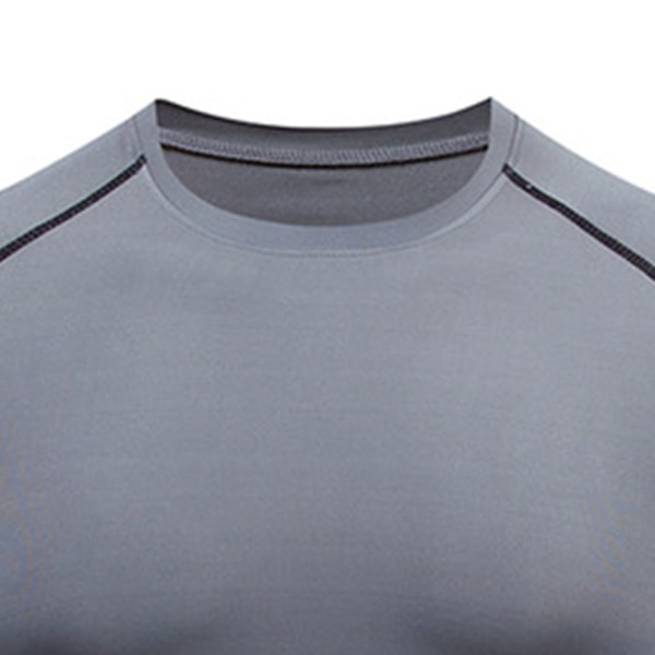 Mænd Cool Dry Kortærmede Compression Shirts Sports T-shirts Toppe Atletisk træningsskjorte Grå L