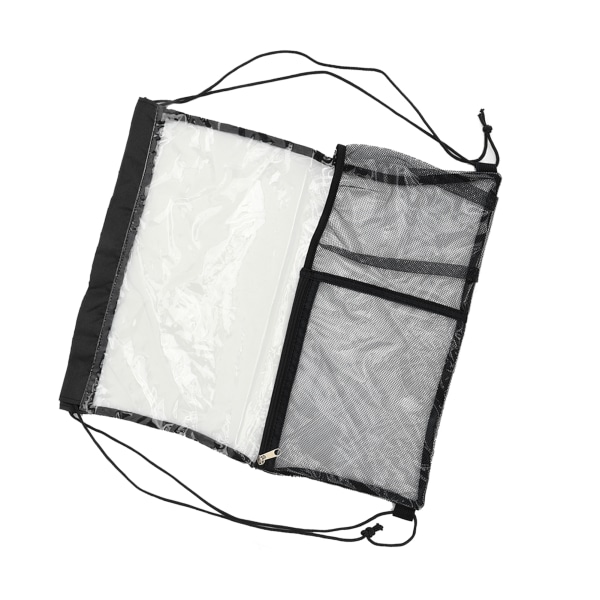 Kirkas reppu, kokoontaittuva, suurikapasiteettinen PVC läpinäkyvä läpinäkyvä laukku uimarannoille musta