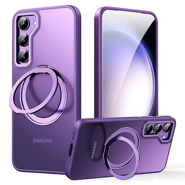 För Samsung Galaxy S23+ Ring Kickstand Case Yhteensopiva Magsafen kanssa, Tpu+akryl+zinklegering Matt cover Violetti