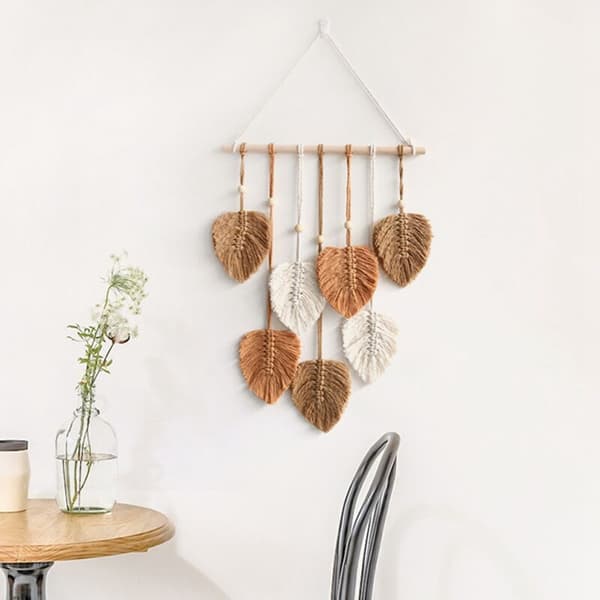 Löv Macrame Väggbonad Boho Rum Heminredning Vävd Estetisk Gobeläng Hem Rum Bröllopsdekoration