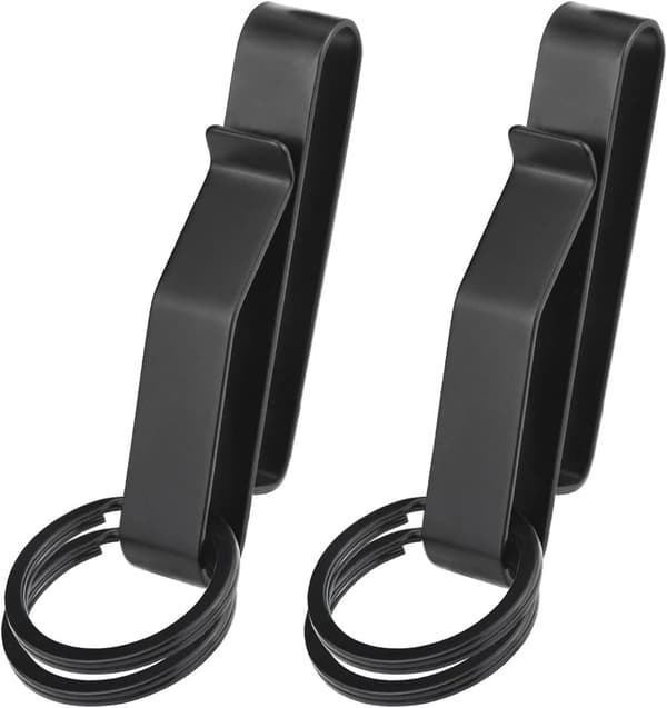 stk - Nøglering Taktisk Bælte Pligt Nøgleclips ring med 2 ringe rustfrit stål stealth loop holder 7.5*1.3*2.3 cm sort_yu