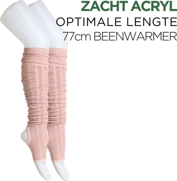 Balletbenvarmere til kvinder, 77 cm bløde akrylstrikkede benvarmere med stigbøjle til dans, varme åndbare elastiske pasform til ballet, pink