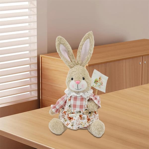 Påskharefigur, söt sittande design, polyester, PP-tyg och järn, för påskheminredning, hyllor och fester, 32 cm