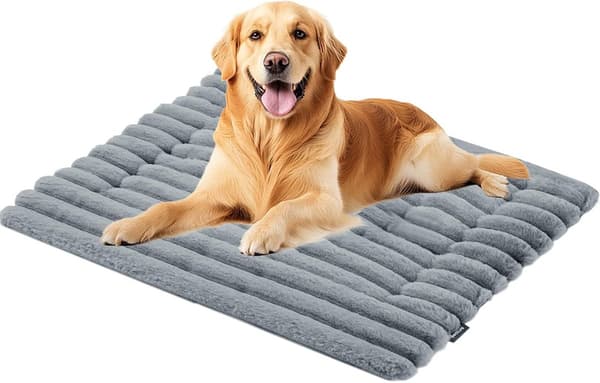 Kæledyrsmåtte til hunde og katte, blød tyk varm maskinvaskbar og foldbar, til små til mellemstore kæledyr, grå, 61 x 45 cm