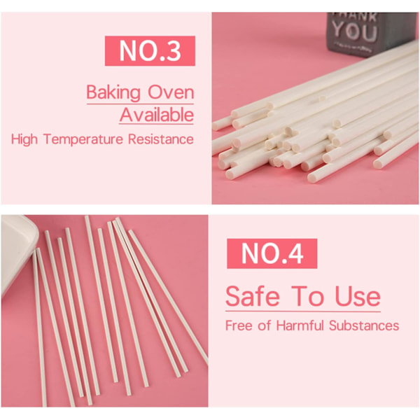 100-pakning (hvit) pinner til klubber og cake pops, papir lollipops pinner