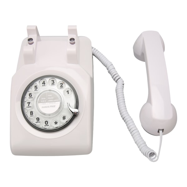 Retro roterende telefon Gammeldags vintage fasttelefon med mekanisk ringehøyttaler for husholdningskontor Hotel White
