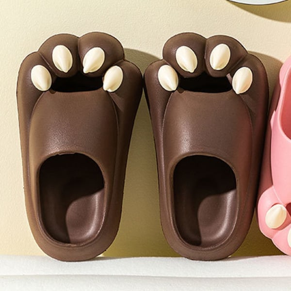 Tofflor Söt Björntassdesign Bekväma Snabbtorkande Andningsbara Halkfria Dam Herr Sandal för Hem Sovrum Brun Storlek 39
