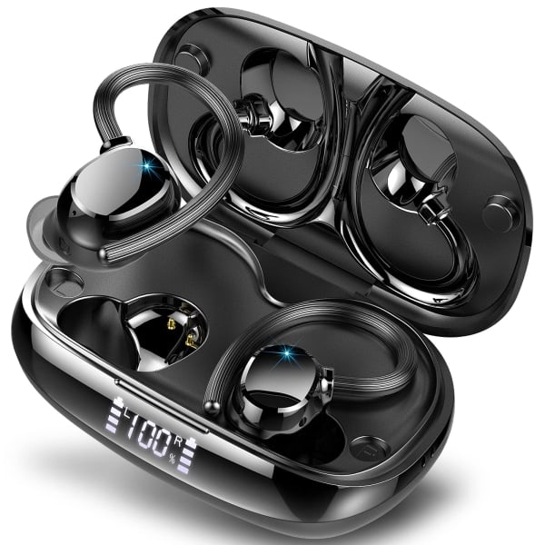 Paris_Langattomat nappikuulokkeet, Stereo Sport Bluetooth 5.3 -kuulokkeet korvakoukuilla, melunvaimennus, IP7-vedenpitävät kuulokkeet sisäänrakennetulla mikrofonilla juoksuun