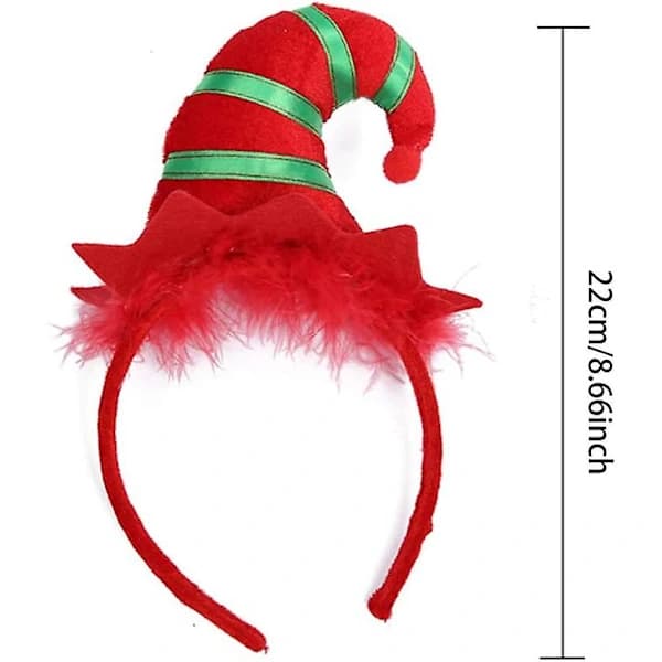 2 st Julpannband, flerfärgade tomteluvor med 3D-hattdesign