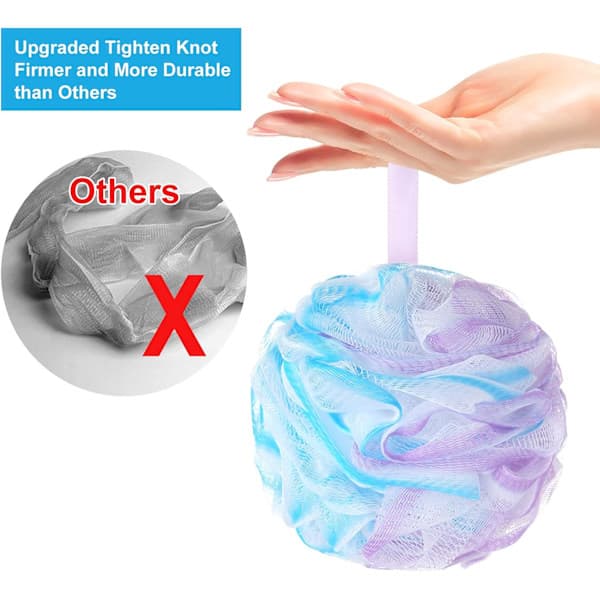 Duschpuff Loofah 75g/st Extra Stora Duschpuffar Duschsvamp Dusch Scrunchie Kroppspuff Dusch, Set med 4, Blomfärg