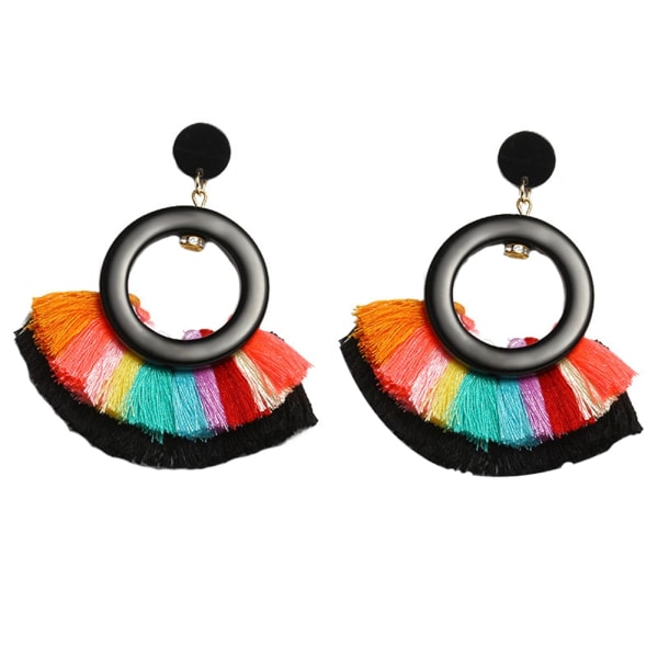 Fargerike kvinner legering dusker øredobber Drop Circle Ear Accessories (#2)