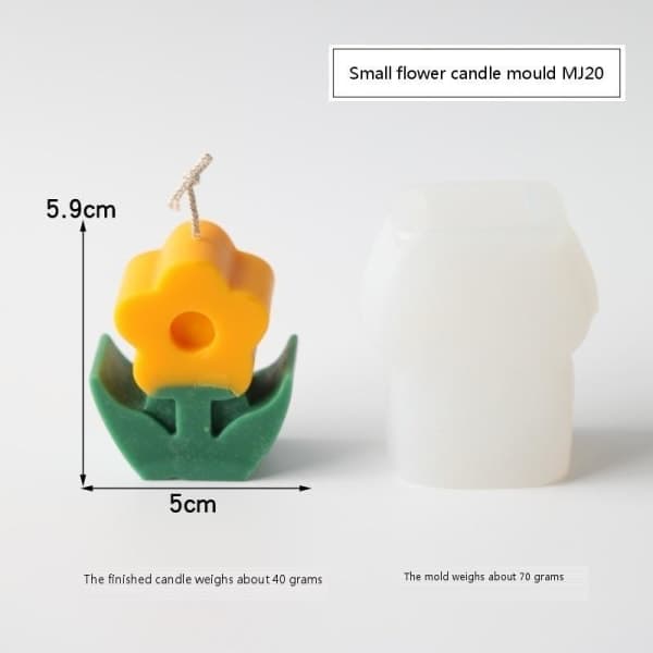 Lysforme lys stearinlys DIY støbeforme i silikoneform MJ20 små blomster