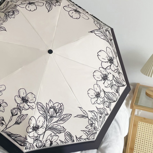 Vintage kukkainen sateenvarjo Tuulenpitävä Manuaalinen Kevyt Taitettava Sateenvarjo Naisten Tytöille Lapsille